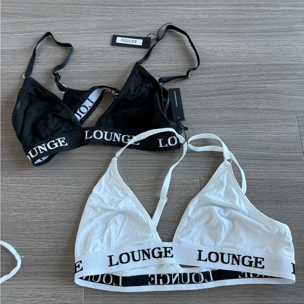 Lounge Bamboo Triangle Bras Set Black & White - Picture 5 of 6